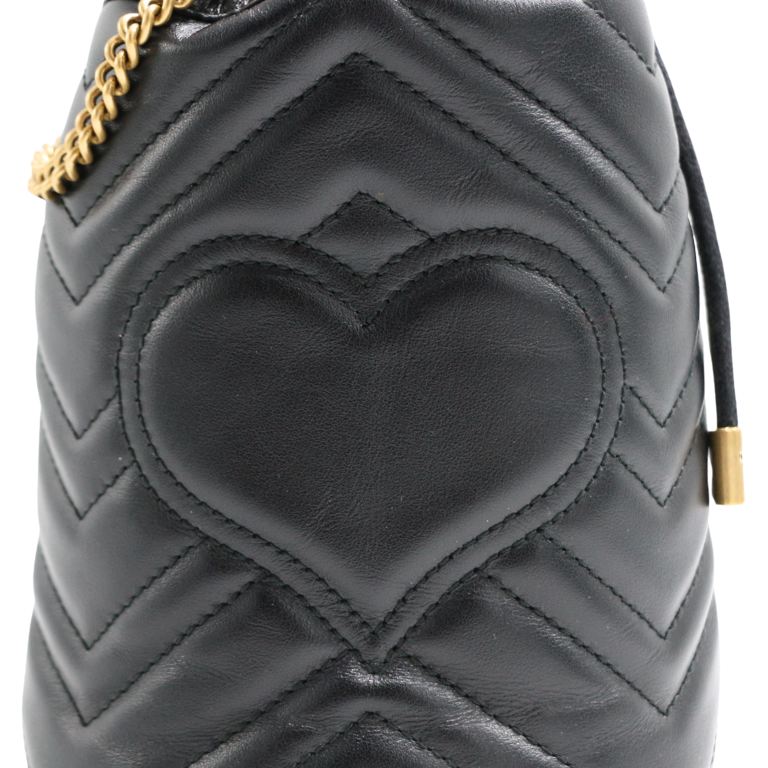 Gucci GG Marmont Leather Chain Shoulder Bag Black 575163