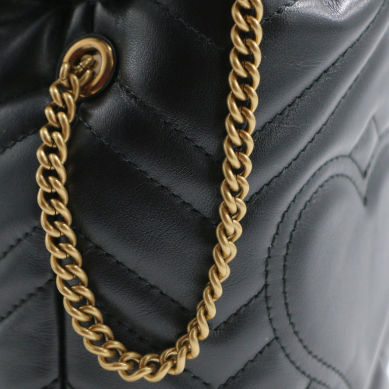 Gucci GG Marmont Leather Chain Shoulder Bag Black 575163