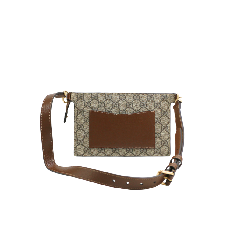 Gucci Belt Sling Leather GG Monogram Brown ‎746300