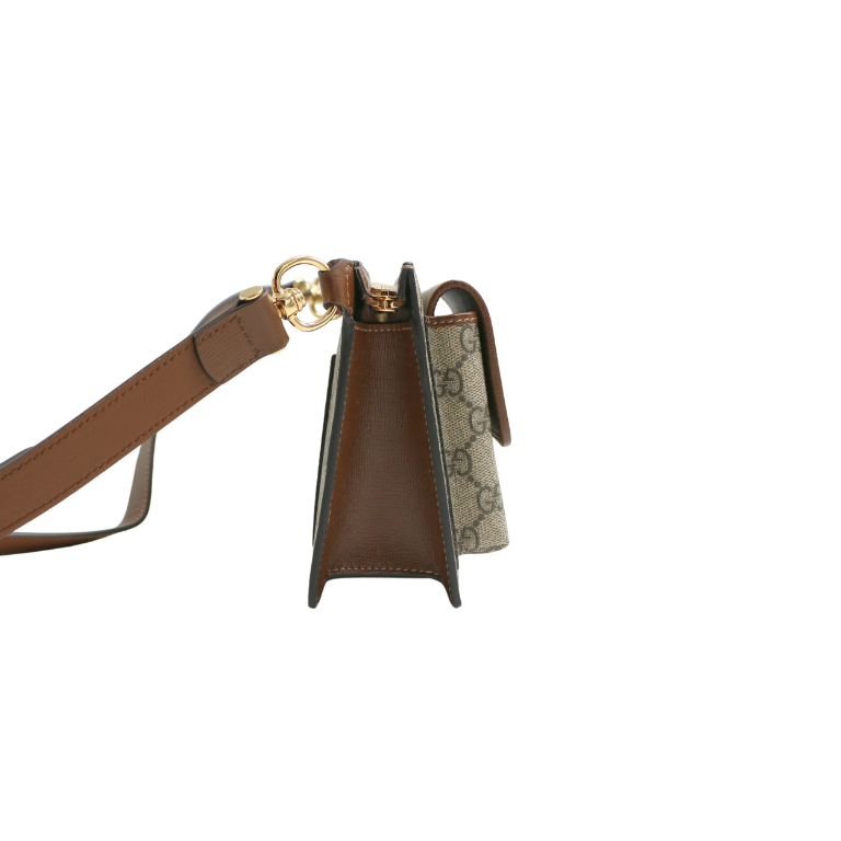 Gucci Belt Sling Leather GG Monogram Brown ‎746300