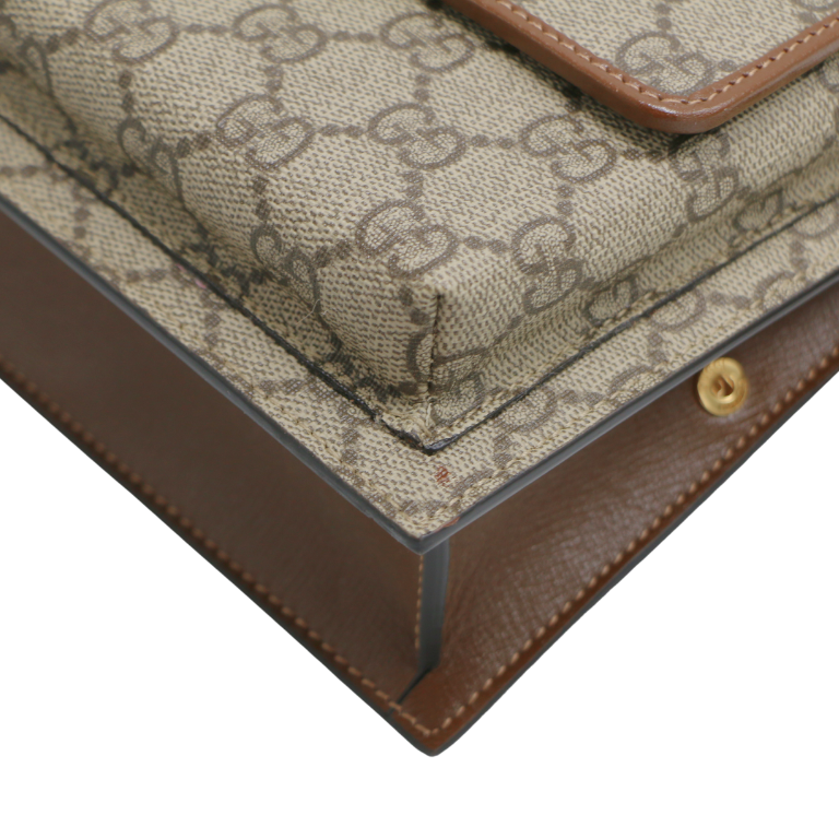 Gucci Belt Sling Leather GG Monogram Brown ‎746300