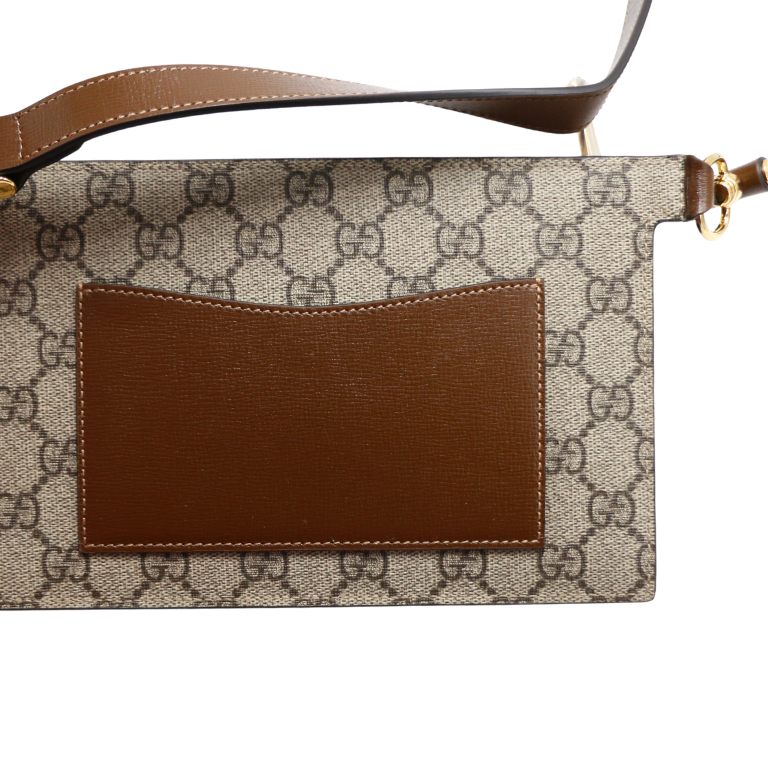 Gucci Belt Sling Leather GG Monogram Brown ‎746300