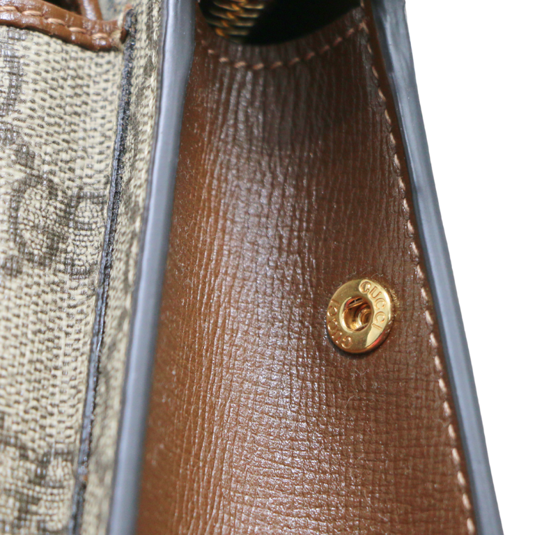 Gucci Belt Sling Leather GG Monogram Brown ‎746300