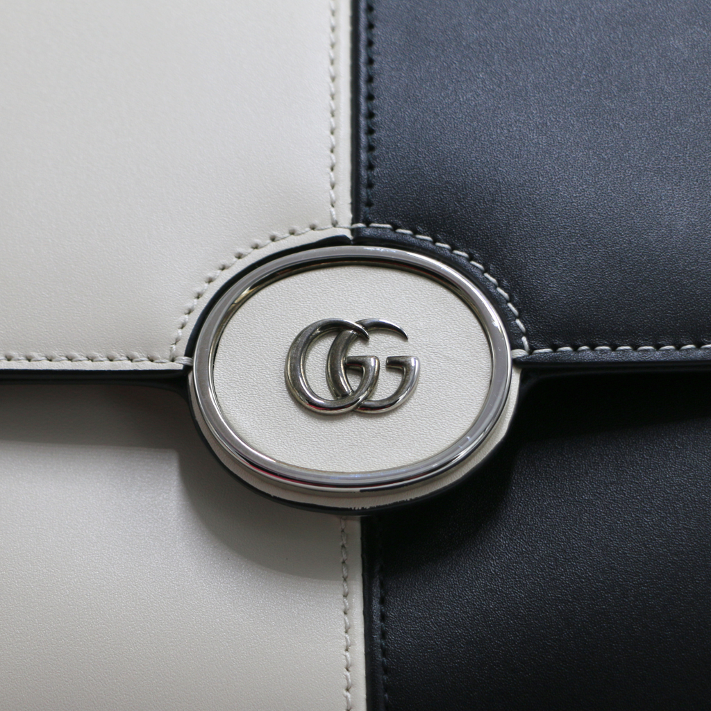 Gucci Petite GG Small Shoulder Bag Beige and Black 739721