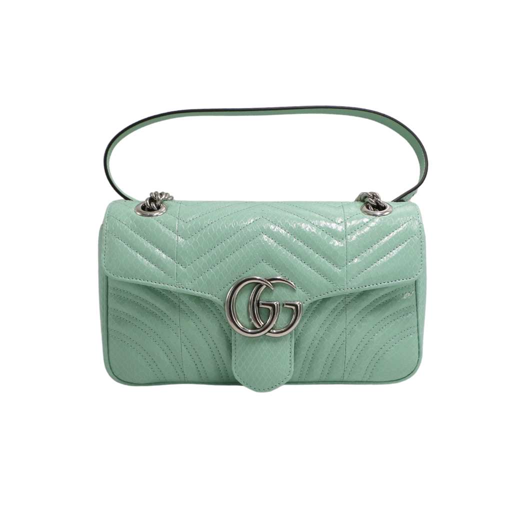 Gucci GG Marmont Small Shoulder Bag Python Light Blue 443497