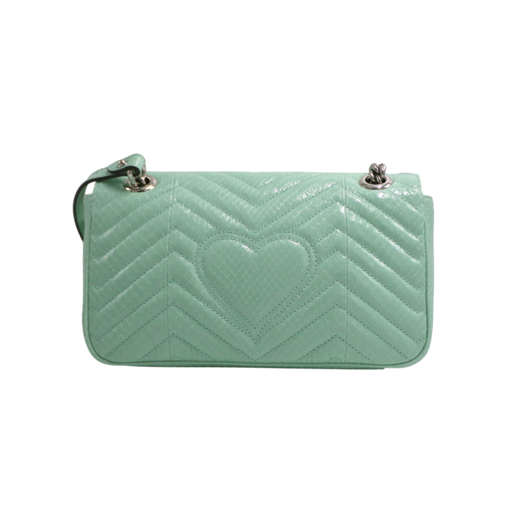 Gucci GG Marmont Small Shoulder Bag Python Light Blue 443497