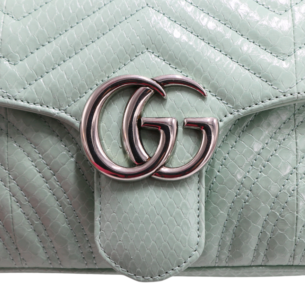 Gucci GG Marmont Small Shoulder Bag Python Light Blue 443497