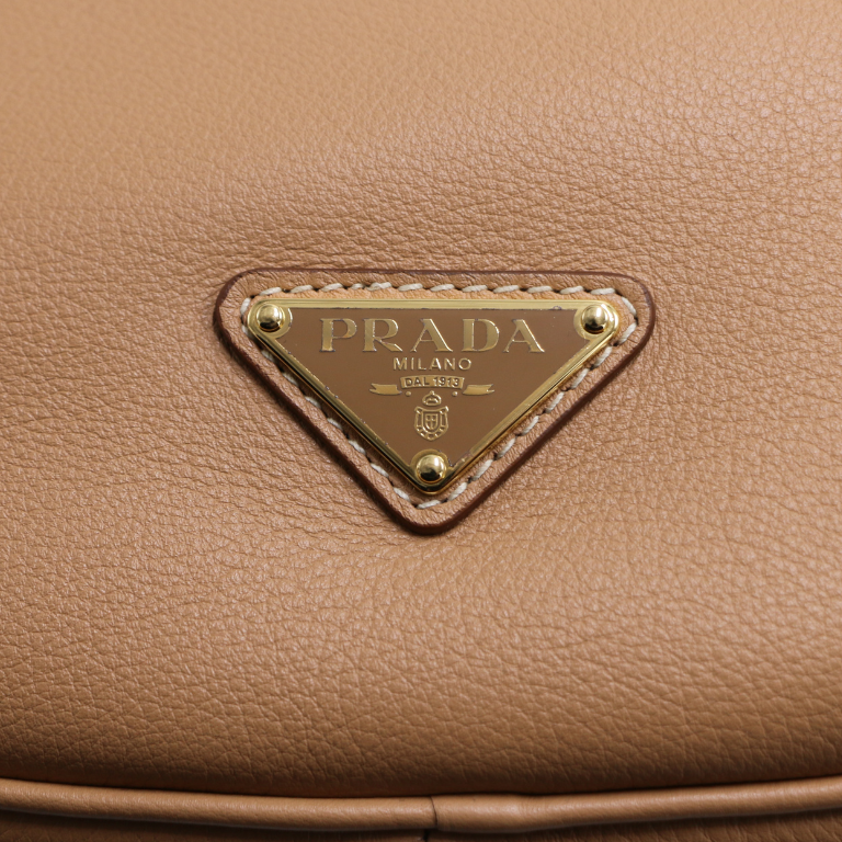 Prada Demi-Lune Large Leather Shoulder Bag Brown