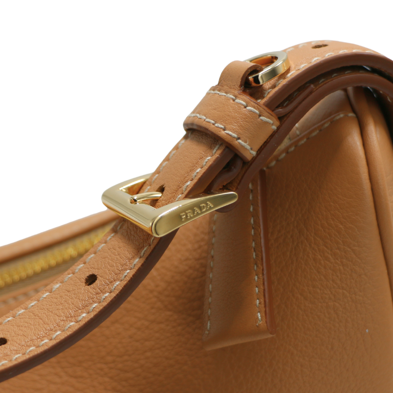 Prada Demi-Lune Large Leather Shoulder Bag Brown