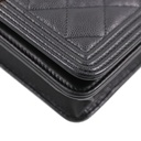 Chanel Black Quilted Caviar Leather Boy Wallet On Chain