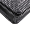 Chanel Black Quilted Caviar Leather Boy Wallet On Chain