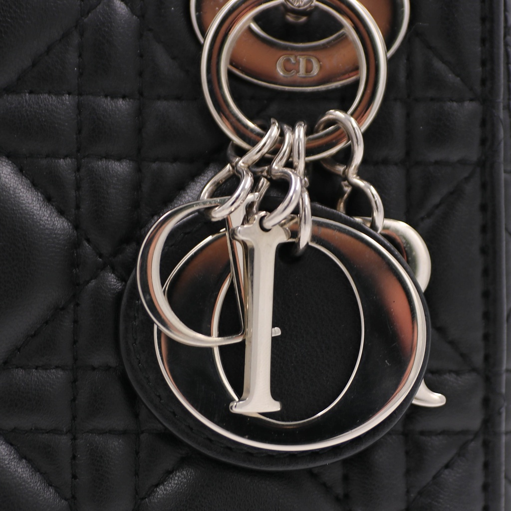 Christian Dior Mini Lady Dior bag In Black Cannage Lambskin Leather