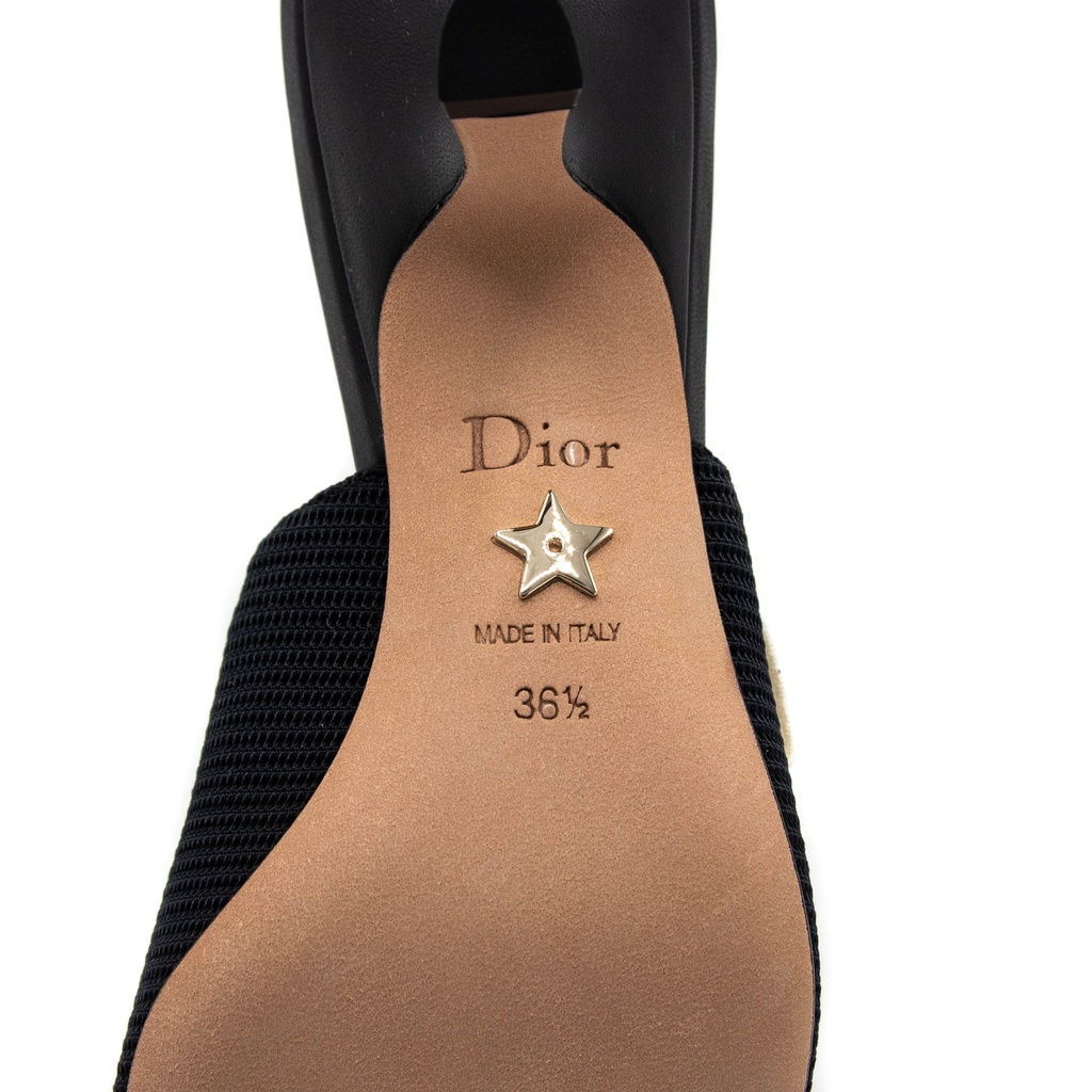 Christian Dior J'Adior Slingback Pump Black Technical Fabric Size 36 1/2