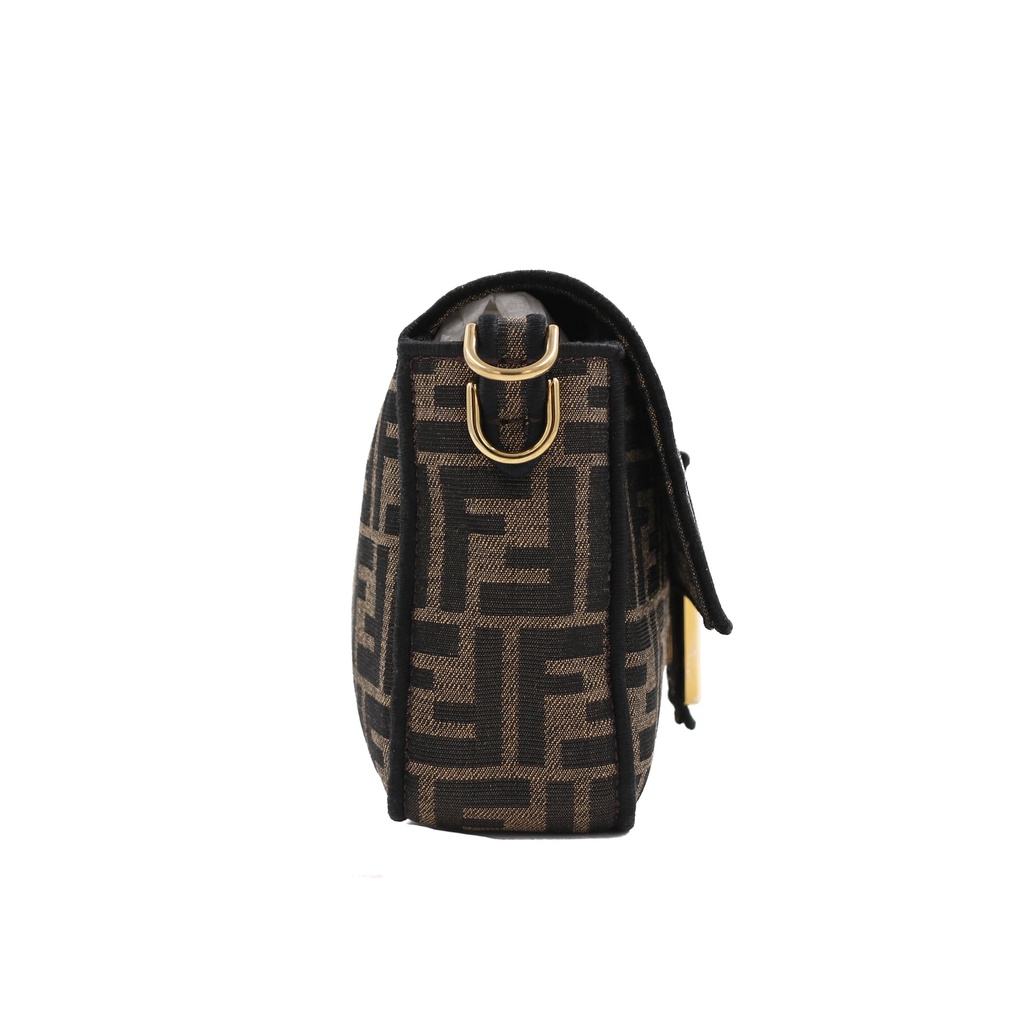 Fendi Baguette Brown FF Jacquard Fabric With Gold Hardware