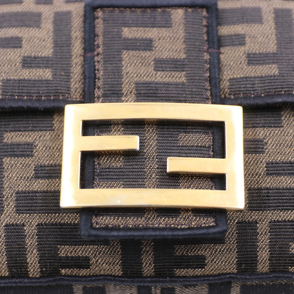 Fendi Baguette Brown FF Jacquard Fabric With Gold Hardware