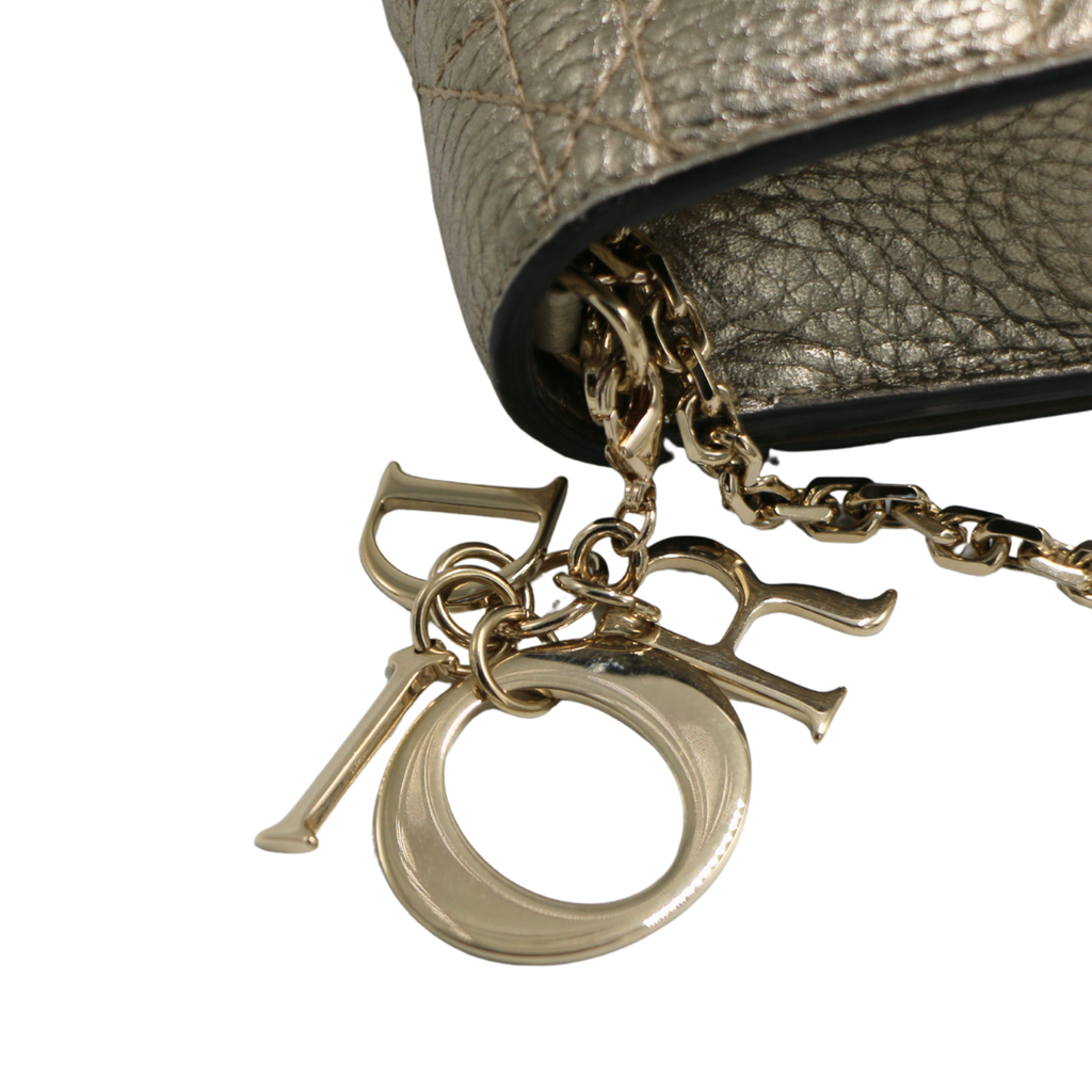 Christian Dior Silver Cannage Quilted Lambskin