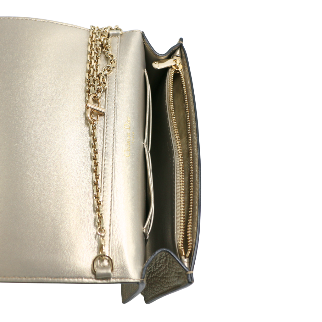 Christian Dior Silver Cannage Quilted Lambskin