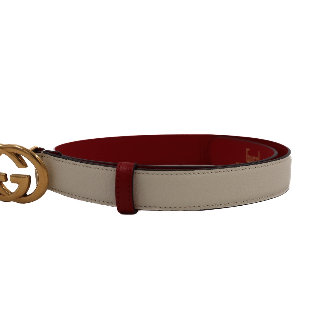 Gucci GG Logo Leather Belt Red 709982 Size 65 26