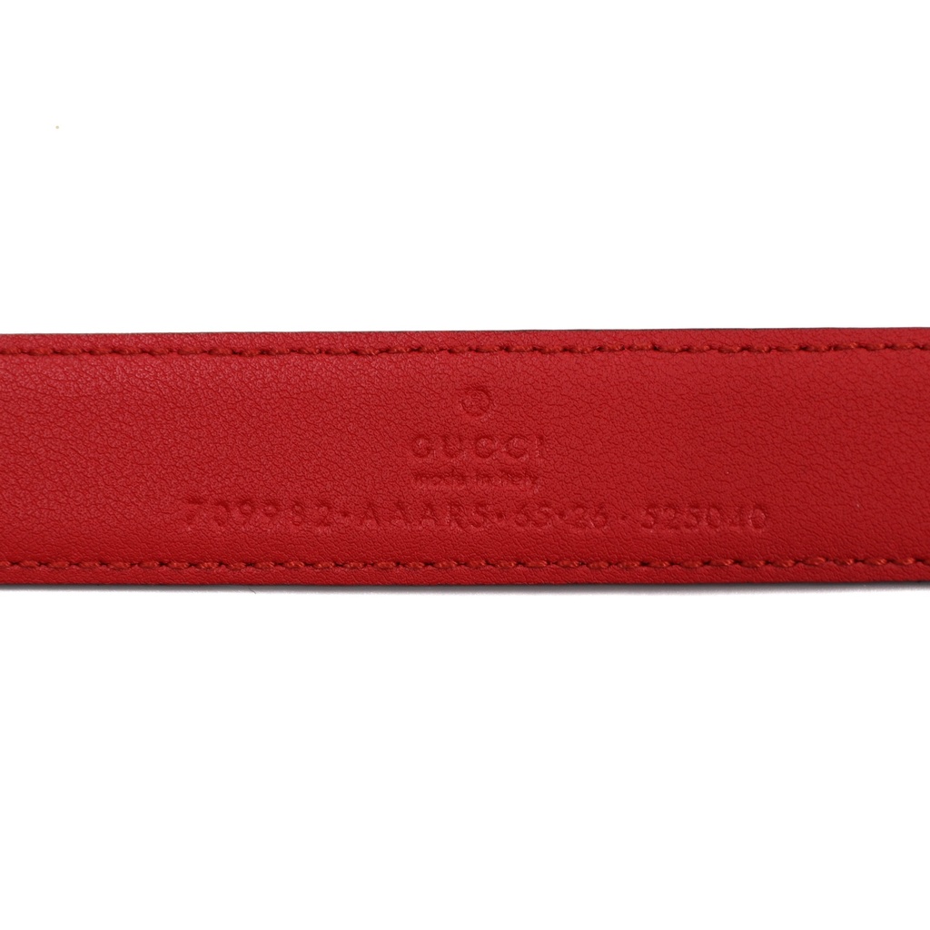 Gucci GG Logo Leather Belt Red 709982 Size 65 26