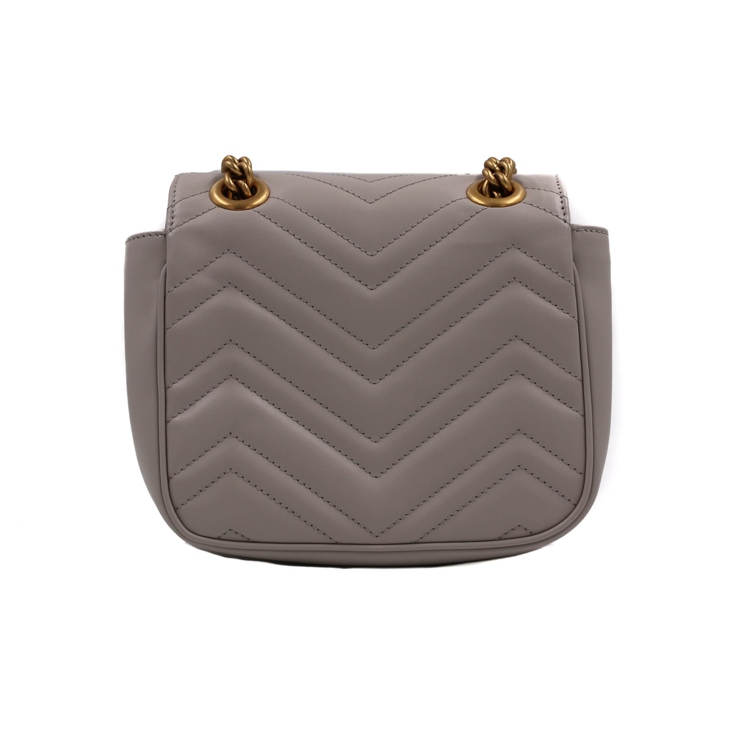 Gucci GG Marmont Chain Flap Wool Crossbody Bag White 739682