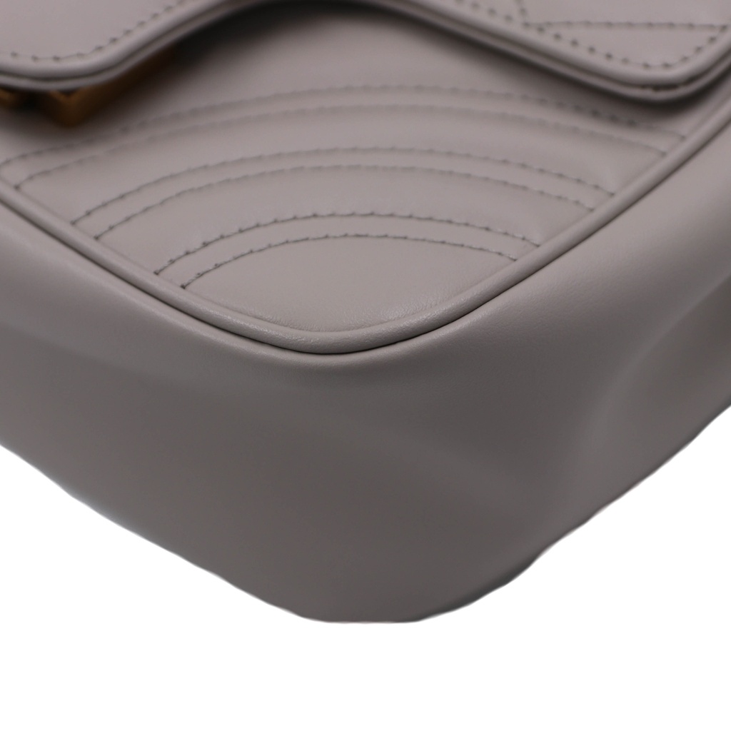 Gucci GG Marmont Chain Flap Wool Crossbody Bag White 739682