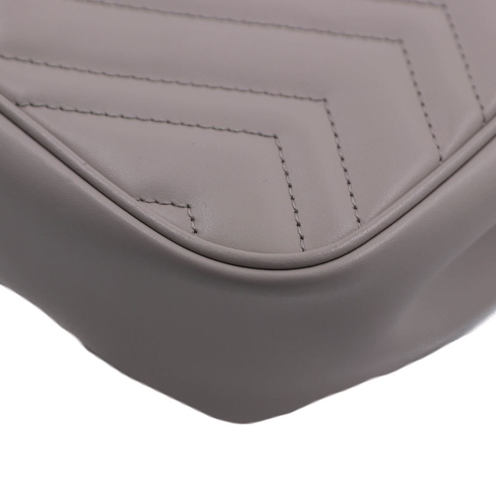 Gucci GG Marmont Chain Flap Wool Crossbody Bag White 739682