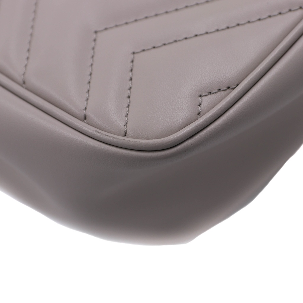 Gucci GG Marmont Chain Flap Wool Crossbody Bag White 739682