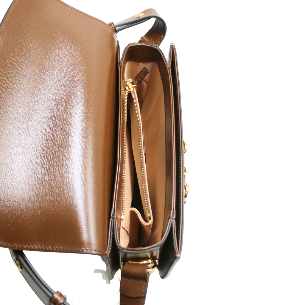 Gucci GG Supreme Horsebit 1955 PVC & Leather Shoulder Brown 602204