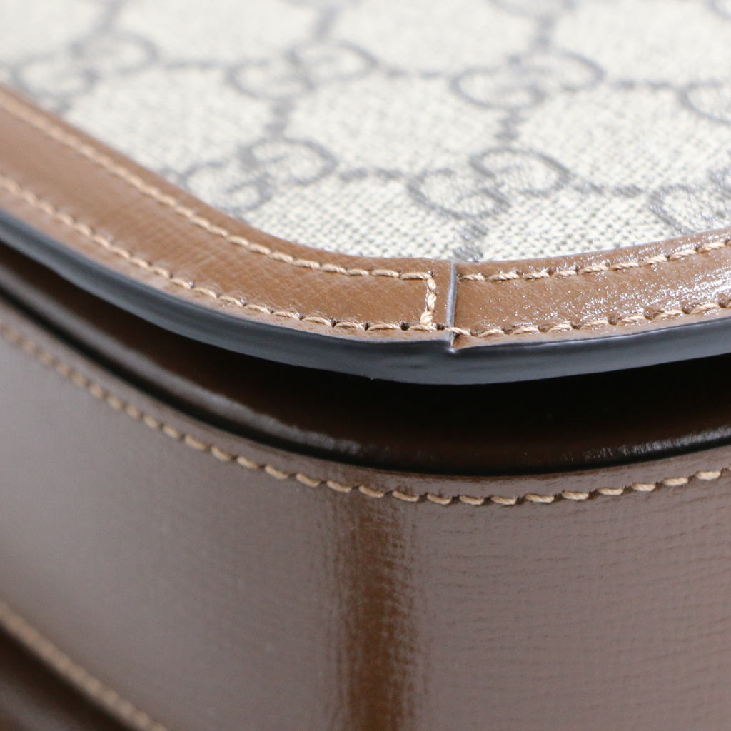 Gucci GG Supreme Horsebit 1955 PVC & Leather Shoulder Brown 602204