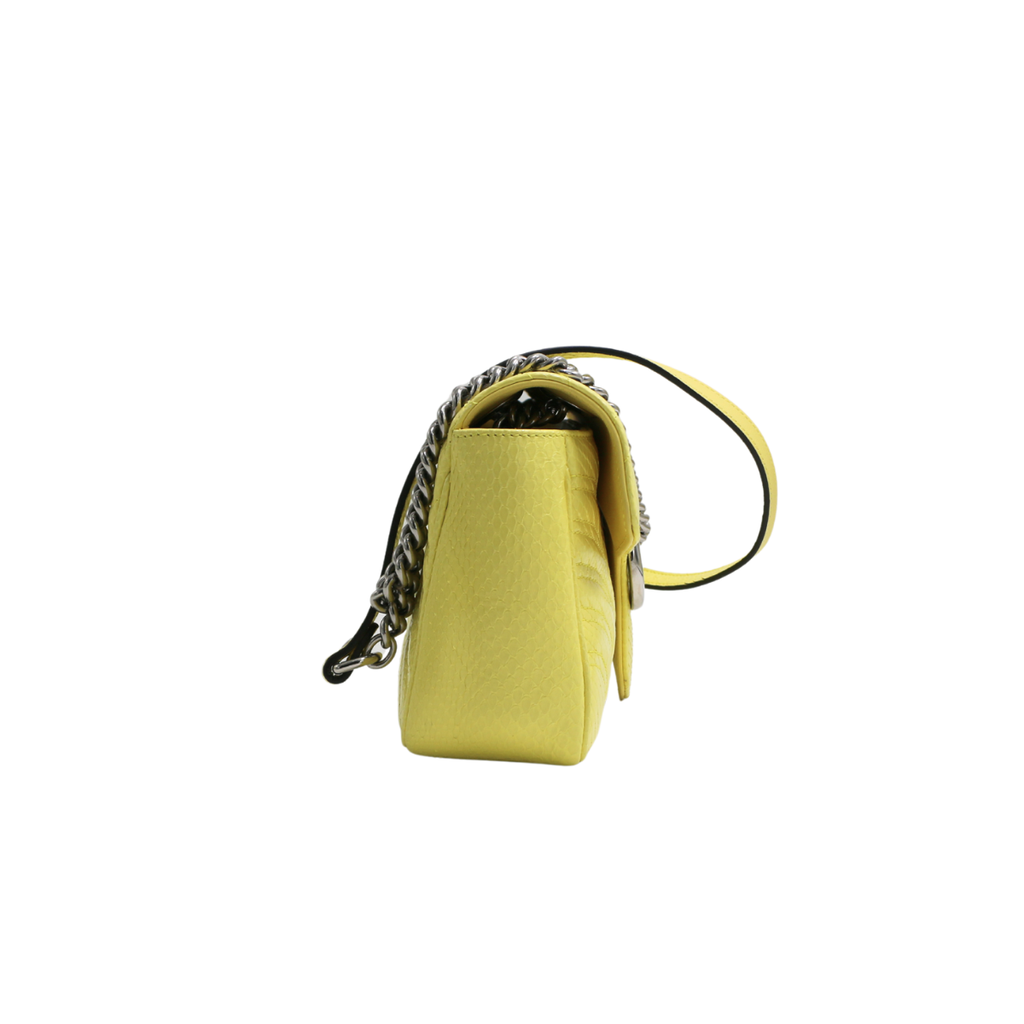 Gucci GG Marmont Small Shoulder Bag Python Yellow 443497