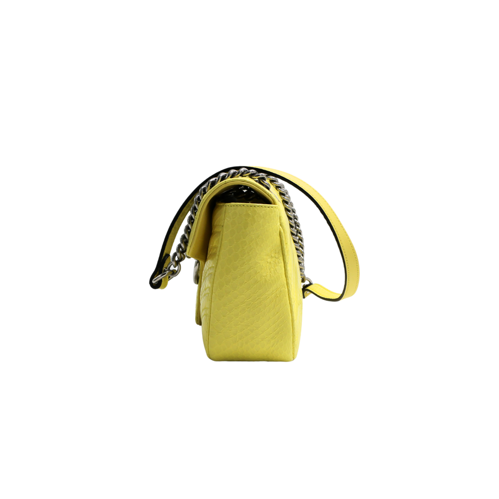 Gucci GG Marmont Small Shoulder Bag Python Yellow 443497