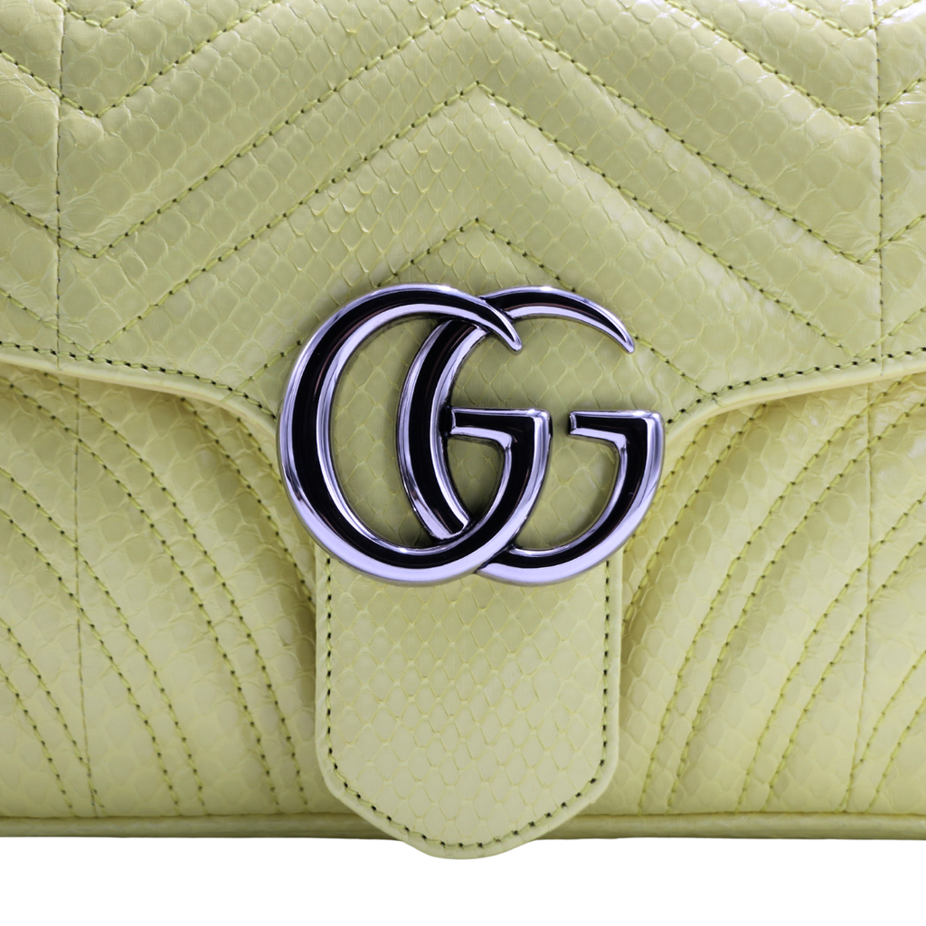 Gucci GG Marmont Small Shoulder Bag Python Yellow 443497