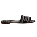Christian Dior Dway Slide Blue Toile de Jouy Embroidered Cotton 37 1/2