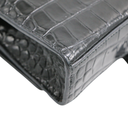 Balenciaga Hourglass Chain Wallet Crocodile Embossed Black