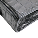 Balenciaga Hourglass Chain Wallet Crocodile Embossed Black