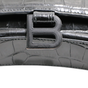 Balenciaga Hourglass Chain Wallet Crocodile Embossed Black