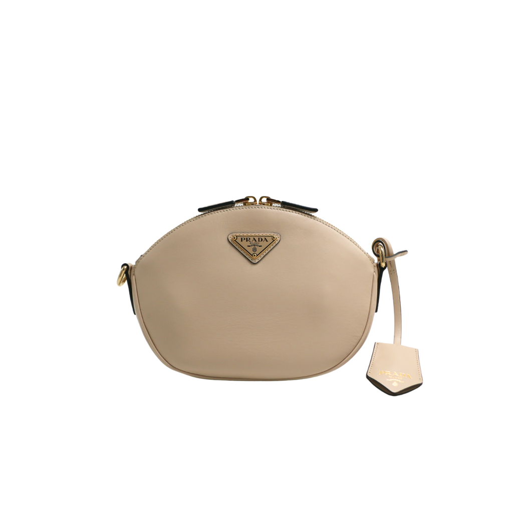 Prada Smooth Leather Mini Shoulder Bag Beige