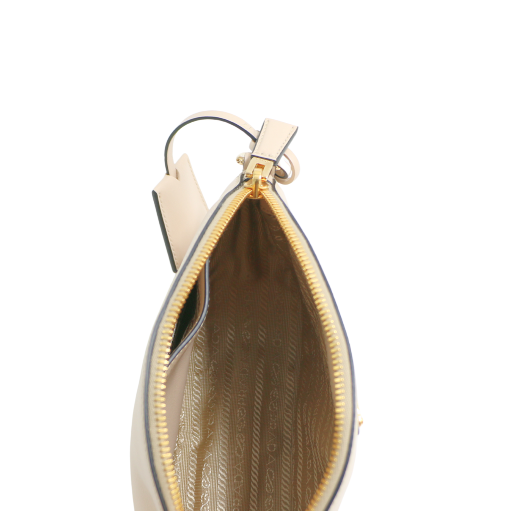 Prada Smooth Leather Mini Shoulder Bag Beige