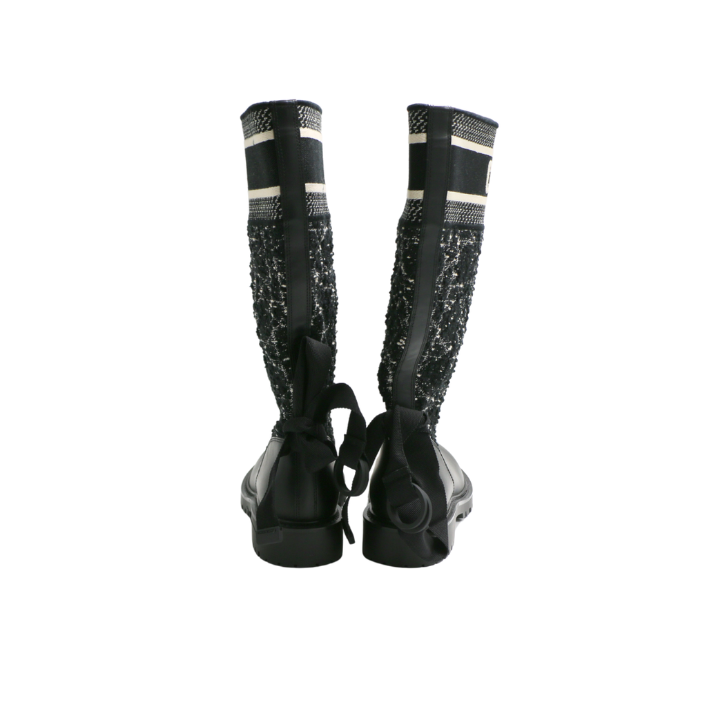 Christian Dior D-Major Boot Cannage Tweed and Black Calfskin