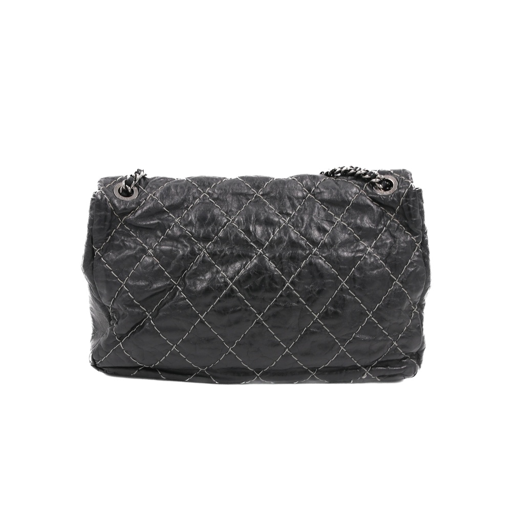 Chanel Black Maxi Double Stitch Single Flap Bag