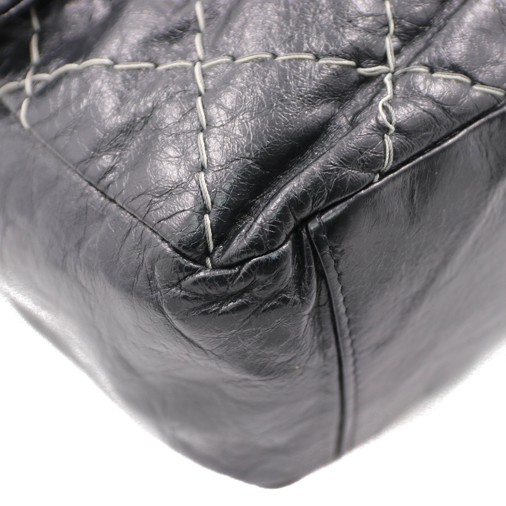 Chanel Black Maxi Double Stitch Single Flap Bag