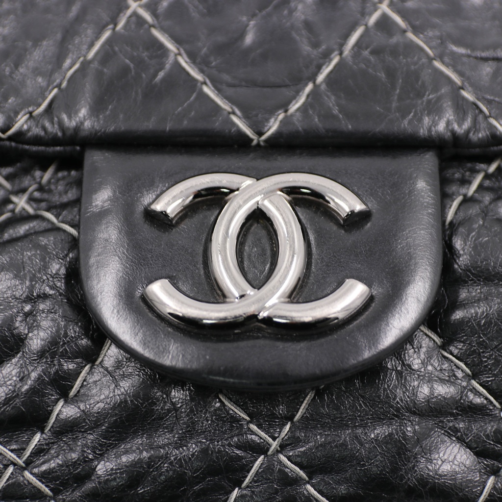 Chanel Black Maxi Double Stitch Single Flap Bag