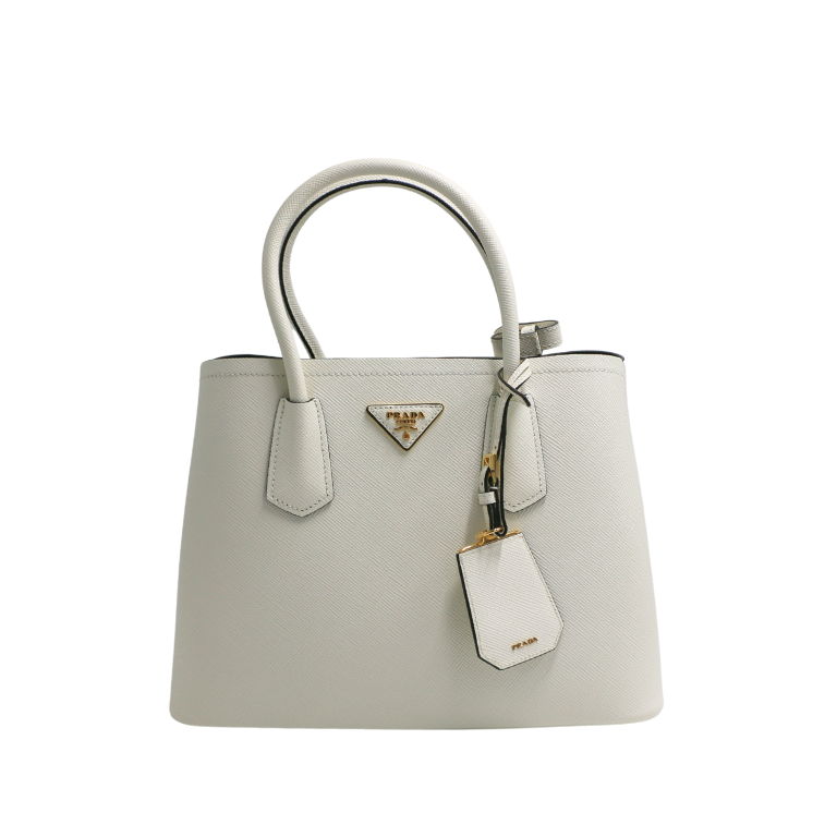 Prada Double Bag Small In Saffiano Leather White