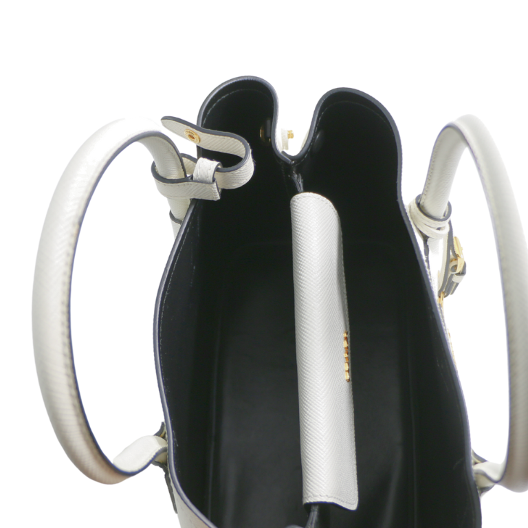 Prada Double Bag Small In Saffiano Leather White