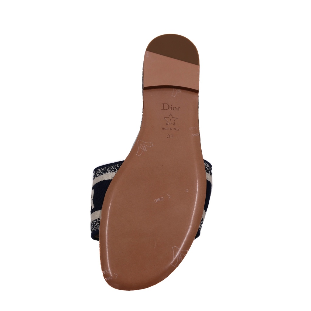 Christian Dior Dway Slide Blue Toile de Jouy Embroidered Cotton 36