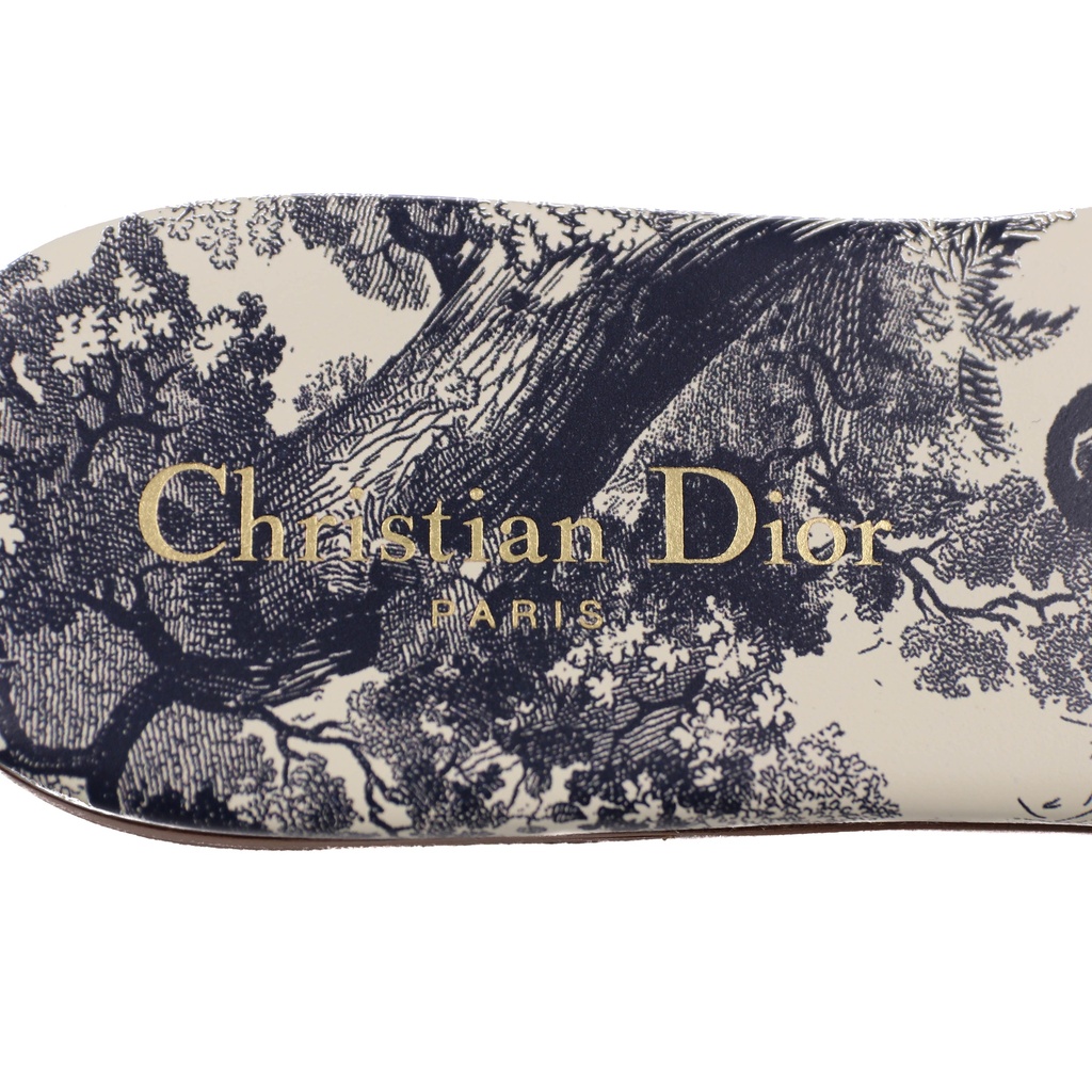 Christian Dior Dway Slide Blue Toile de Jouy Embroidered Cotton 36