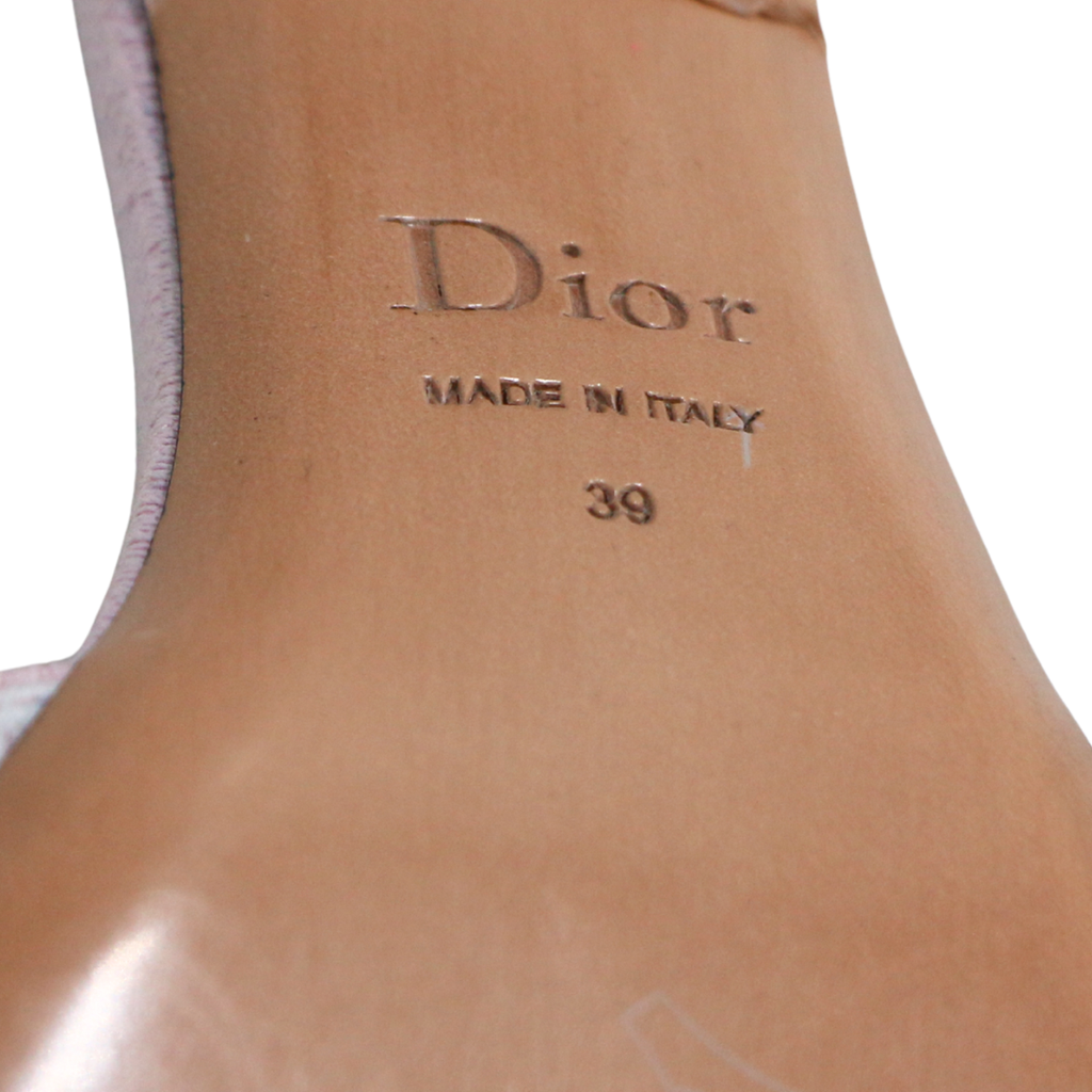 Christian Dior Dway Slide Pink Toile de Jouy Embroidered Cotton 39