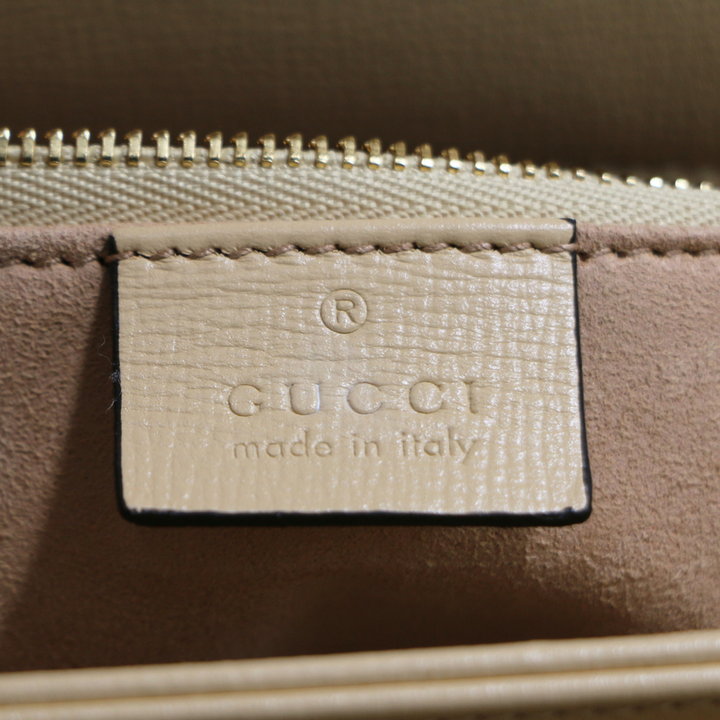 Gucci Horsebit Leather Shoulder Bag Beige 602204