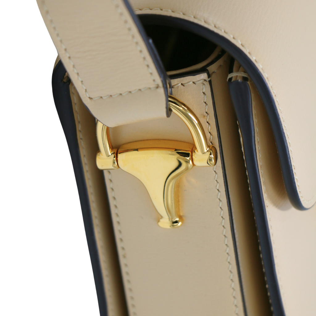 Gucci Horsebit Leather Shoulder Bag Beige 602204