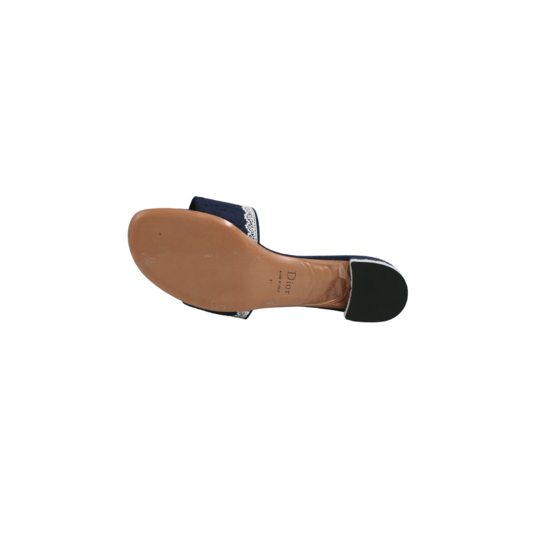 Christian Dior Dway Heeled Slide Blue and White In Size 41